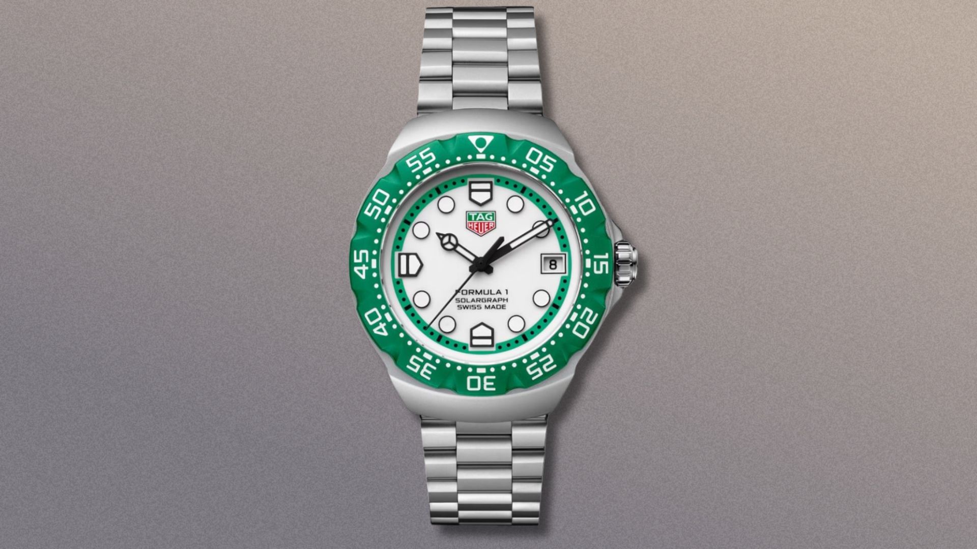 Tag Heuer F1 Solargraph on a grey background