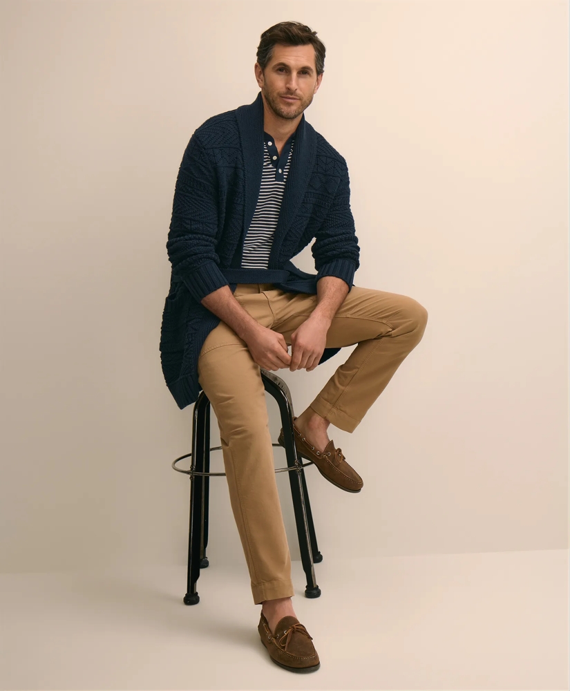 Supima&reg; Cotton Jacquard Belted Shawl Cardigan