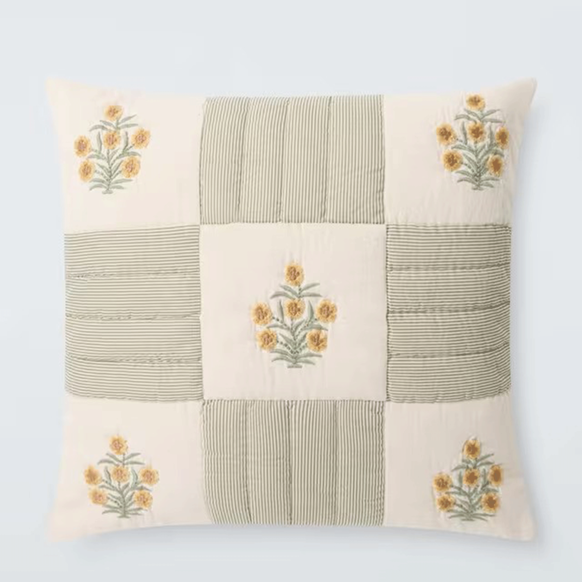 John Lewis, John Lewis Floral Patchwork Cushion, Myrtle