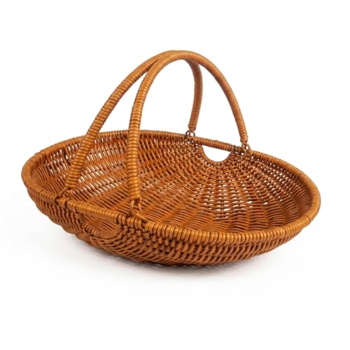 Handwoven Wicker Picnic Basket With Handles, Pp Garden Trug Harvest Basket, Gardening Flower Basket for Gathering Vegetables, Fruits, Eggs, Shopping &amp;amp; Storage