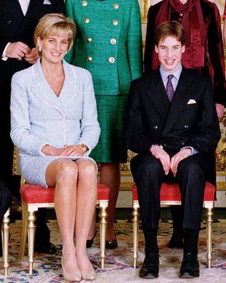 Prince William and Princess Diana- WINDSOR, UNITED KINGDOM - MARCH 09: Prince William At Confirmation With Prince Charles And Princess Diana At Windsor Castle (Photo by Tim Graham Picture Library/Getty Images)