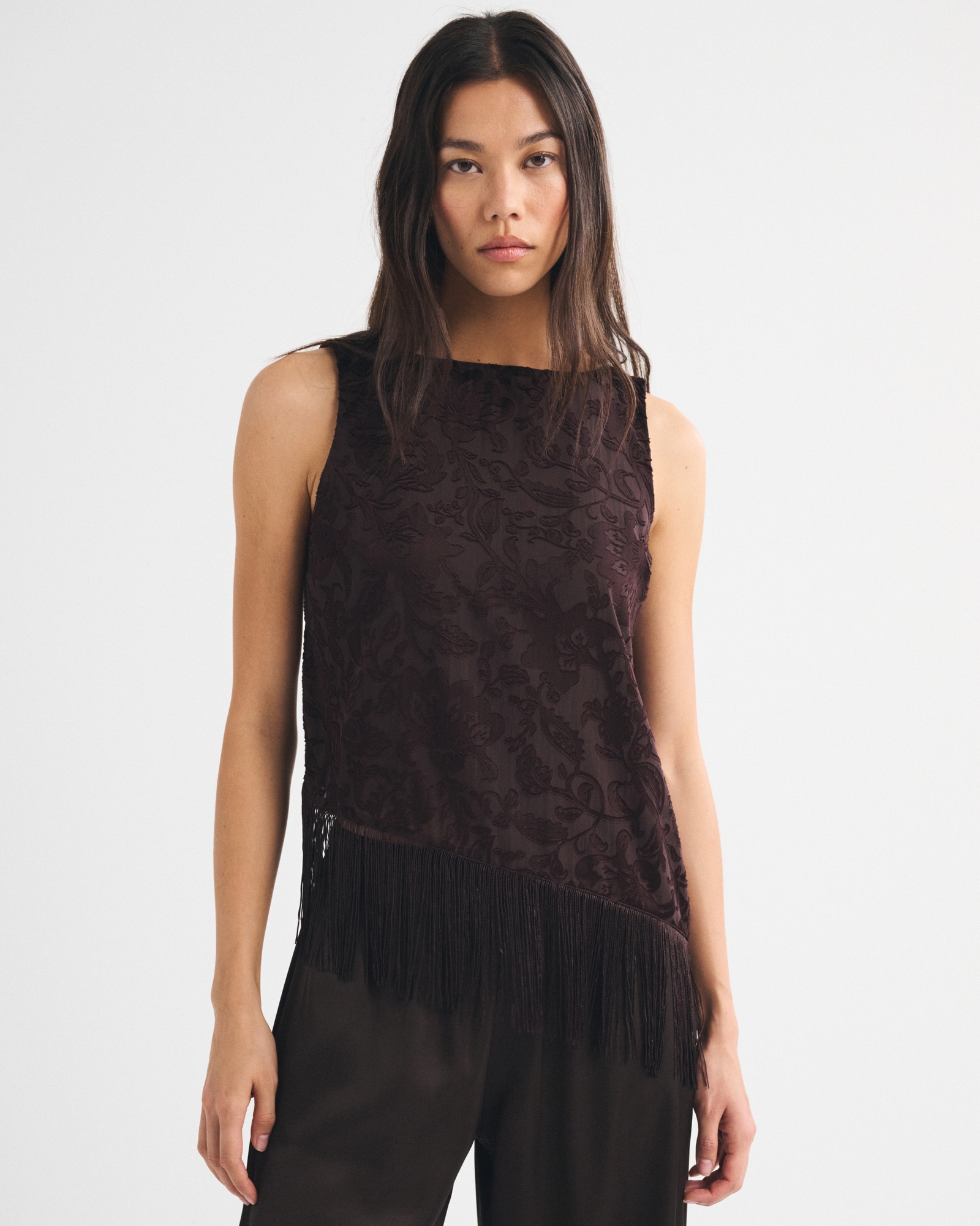 Burnout Satin Fringe Top