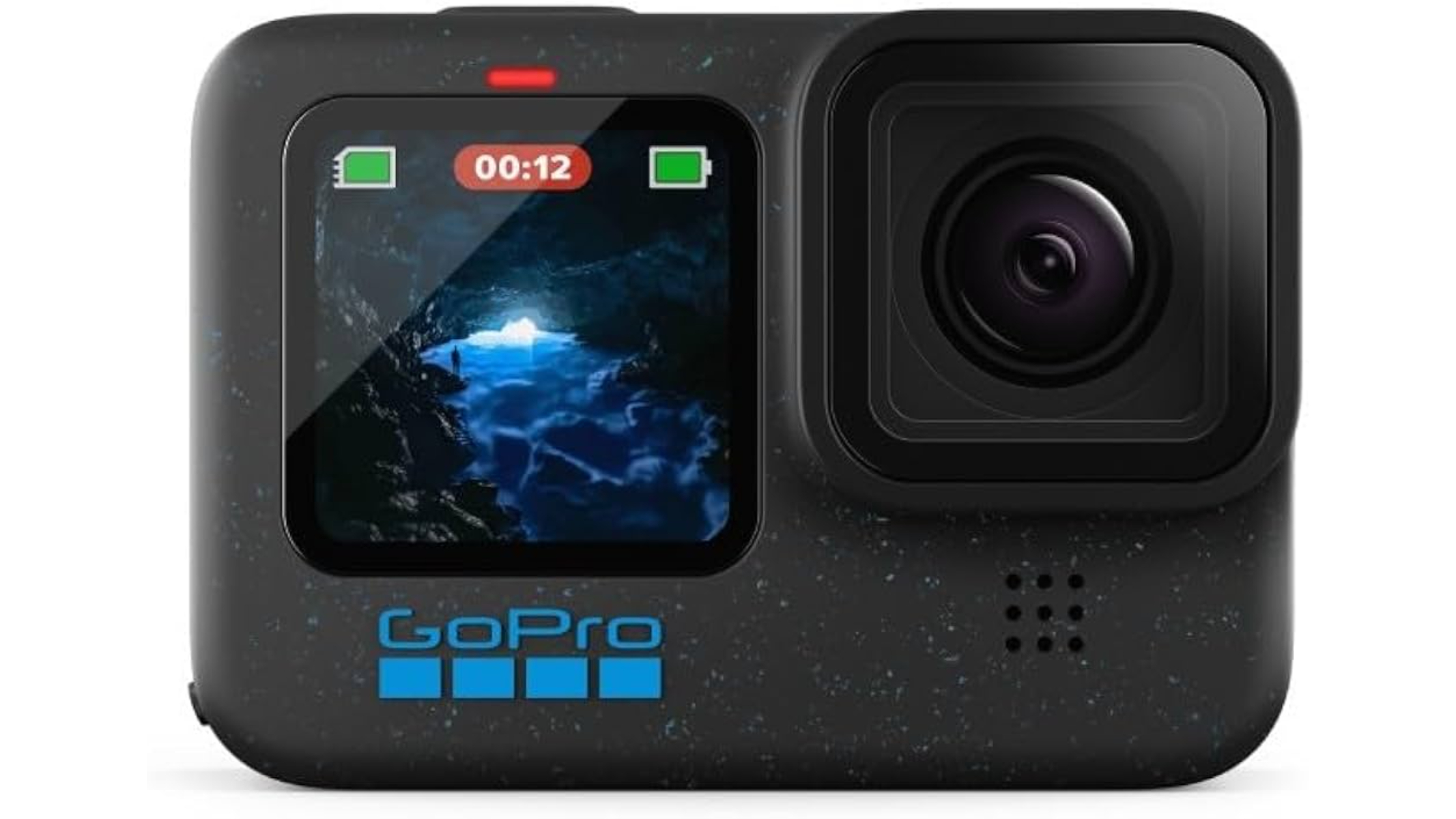 Front view of the GoPro Hero 12 on a white background.