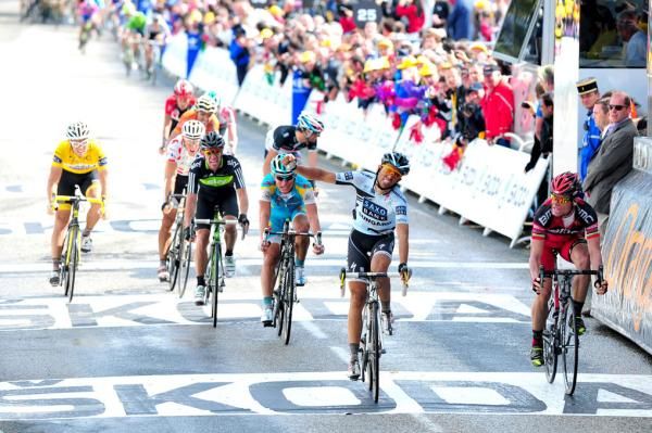 Alberto Contador's (Saxo Bank-Sungard) joy would be short-lived. Cadel Evans (BMC) has pipped him to the line.