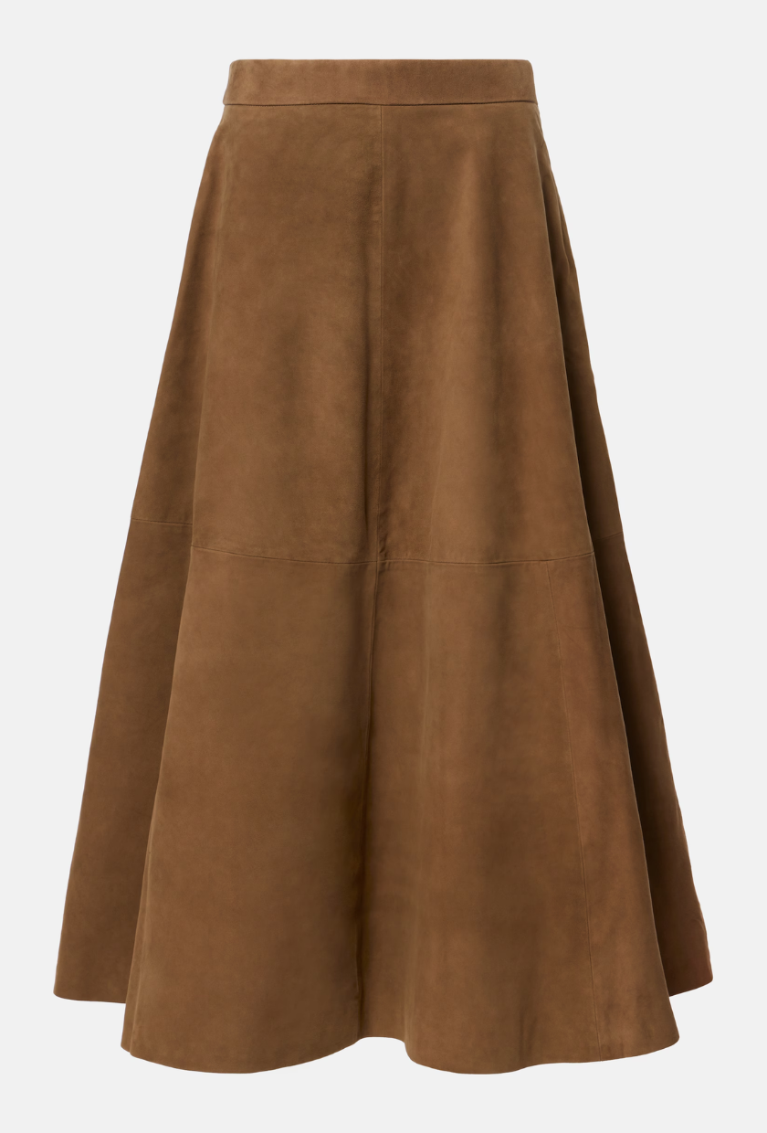 An image of a Roh&amp;eacute; suede skirt.