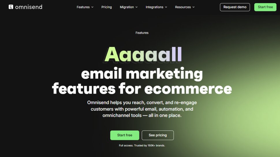 Website screenshot of Omnisend (November, 2025)