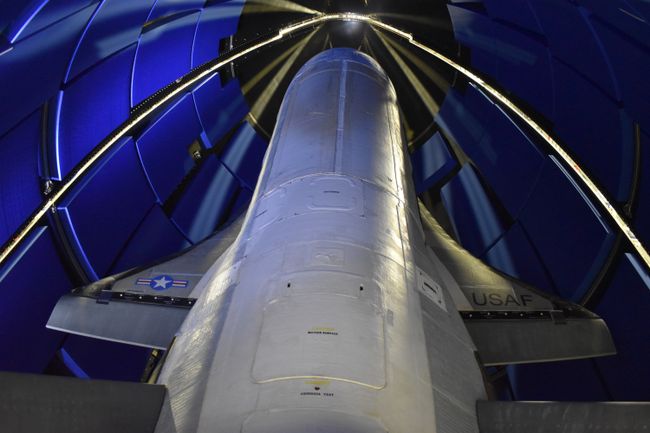 A U.S. Air Force X-37B space plane, encapsulated ahead of a planned May 16, 2020, launch. That liftoff will kick off the sixth mission for the X-37B program.