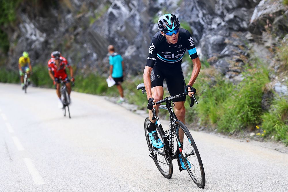 Chris Froome on the attack during stage 5 at the Criterium du Dauphine