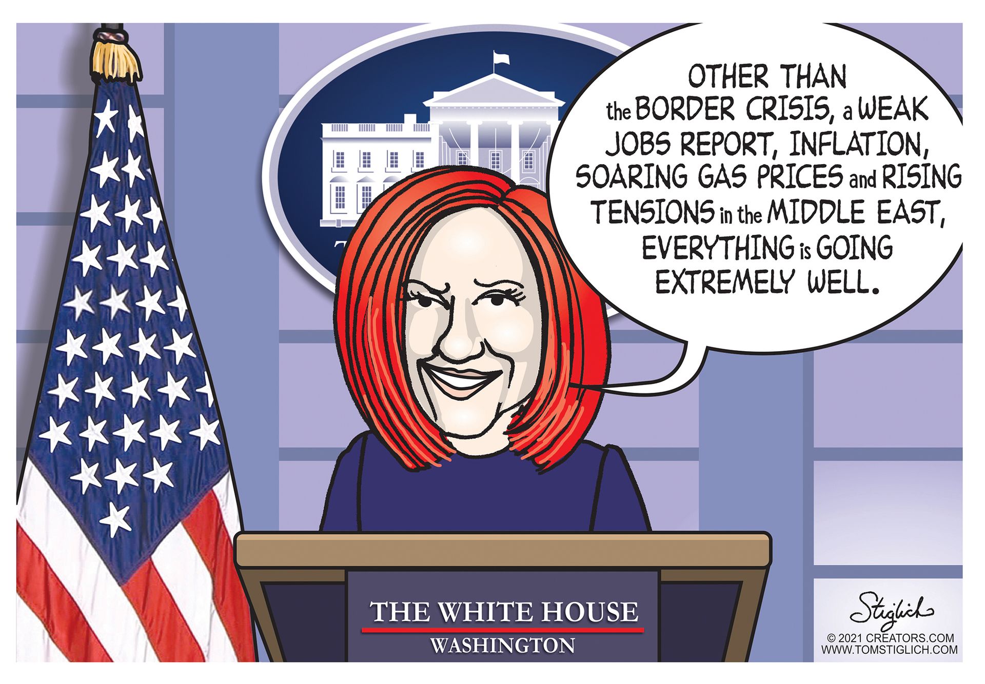 Political Cartoon U.S. biden jen psaki spin The Week