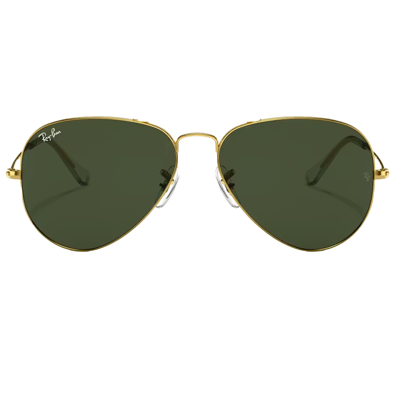 gold aviators with green lenses, Ray-Ban