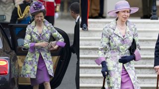 Princess Anne wearing the same purple outfit to two different events
