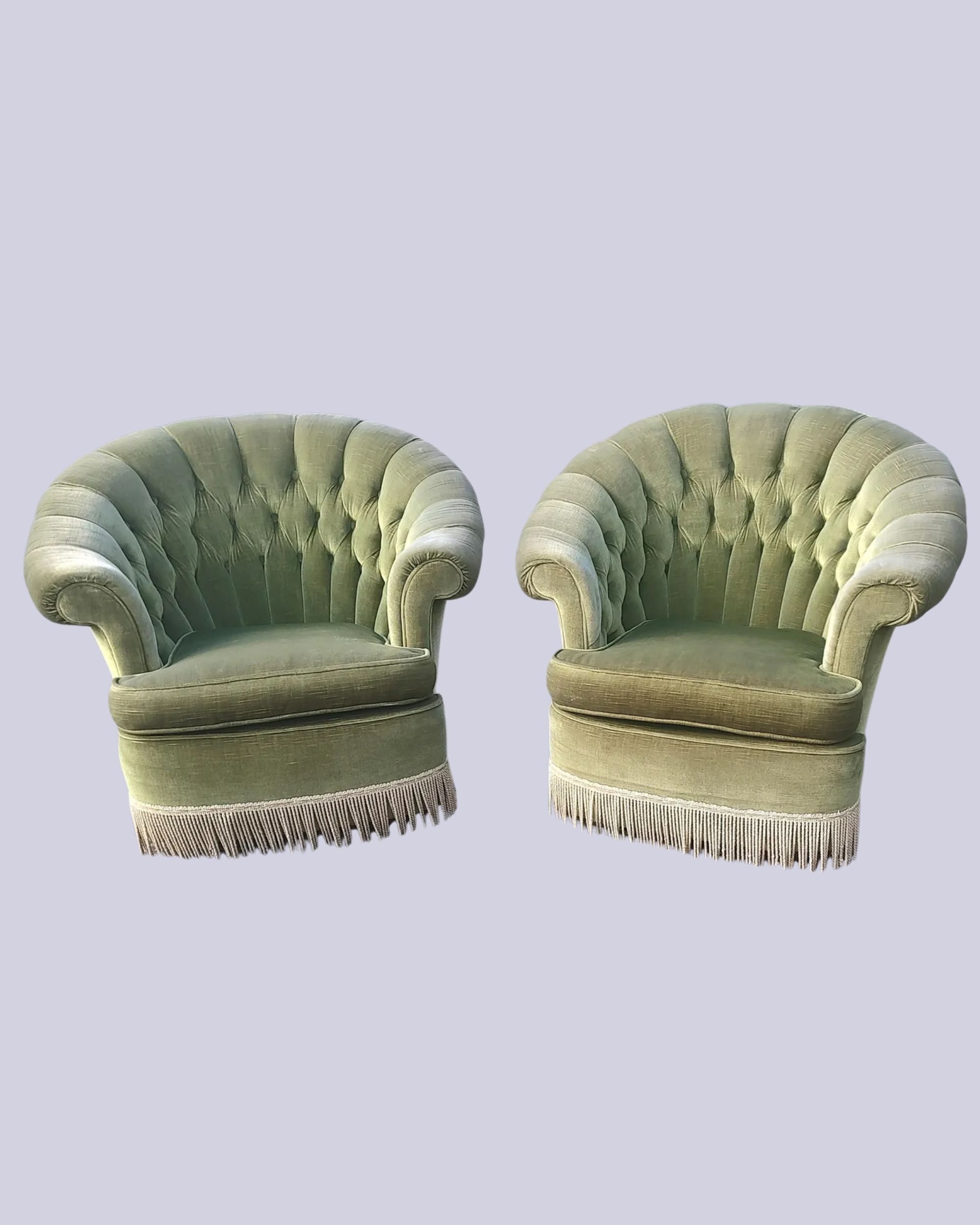 etsy, Pair of Vintage Buttoned Back Velvet Armchairs