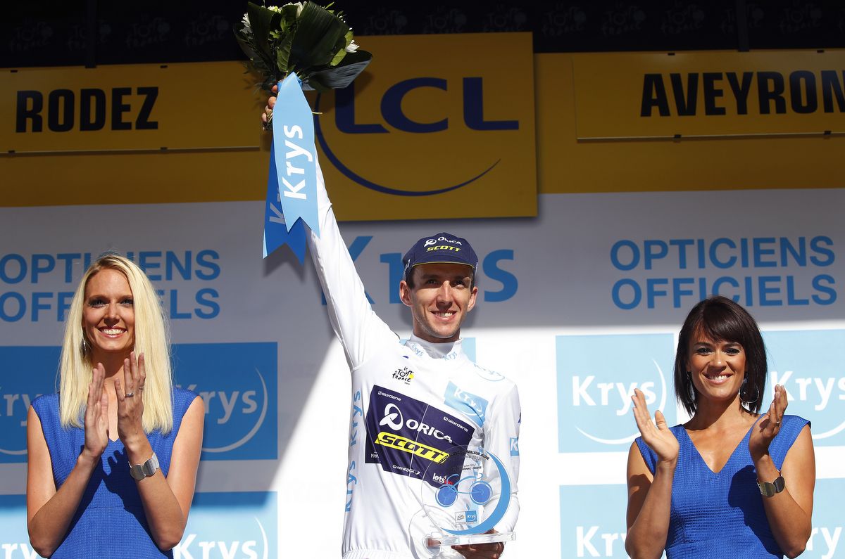 Simon Yates (Orica-Scott) collects another white jersey