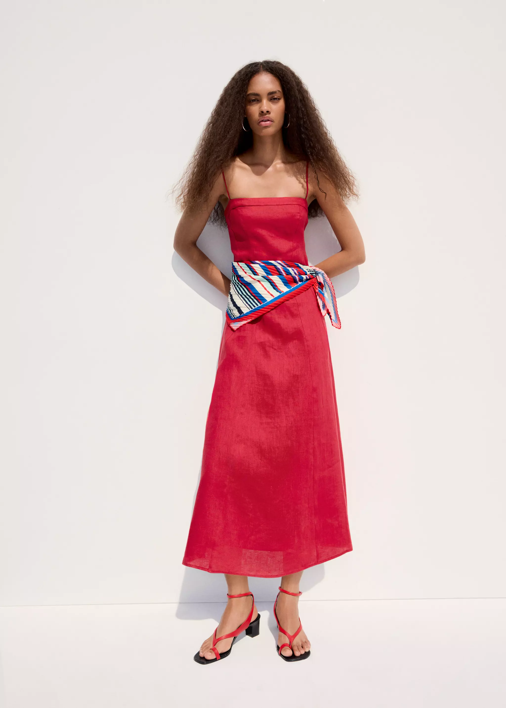 100% Linen Dress With Stitching Detail - Women | Mango Usa