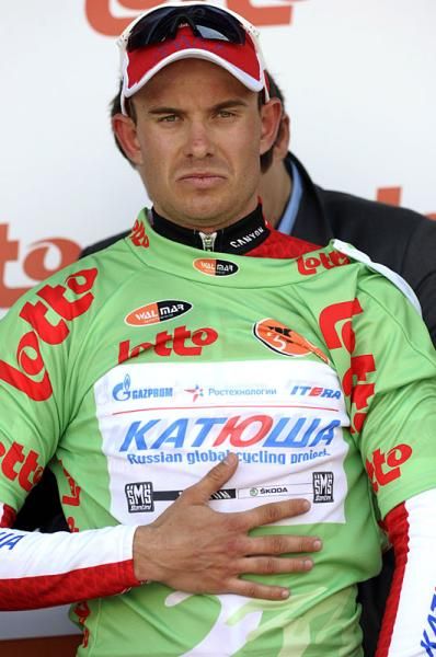 Alexander Kristoff (Katusha) triumphs at the end of stage 3a