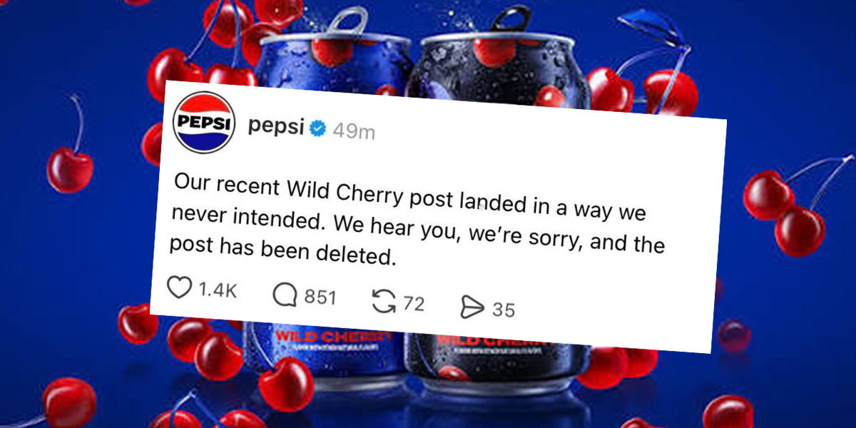 Pepsi Wild Cherry apology in a post on X