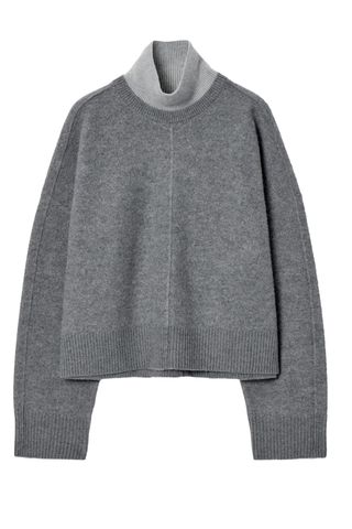 Colorblock Layered Turtleneck Wool Sweater