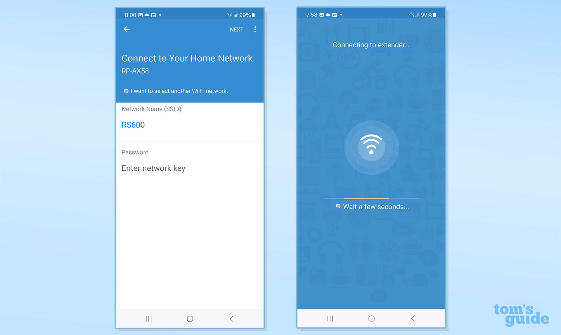 A screenshot from the Asus RP-AX58 Wi-Fi 6 extender app.