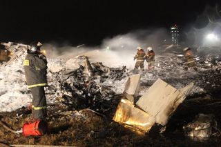 The devastation after a Tatarstan Airlines Boeing 737 crashed in Russia.