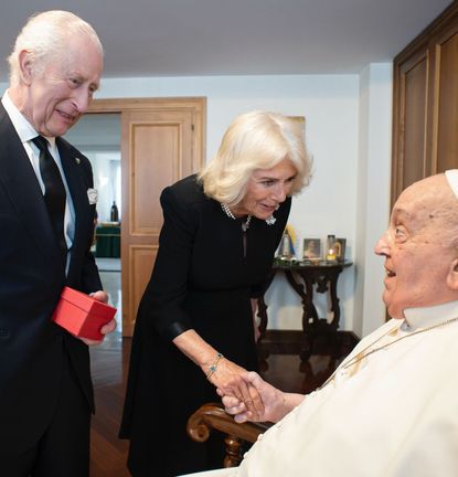 King Charles and Queen Camilla meeting the pope