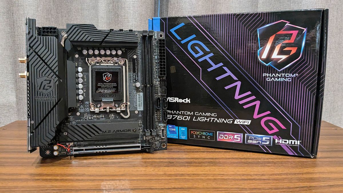 Asrock B760I Lightning WiFi motherboard and box