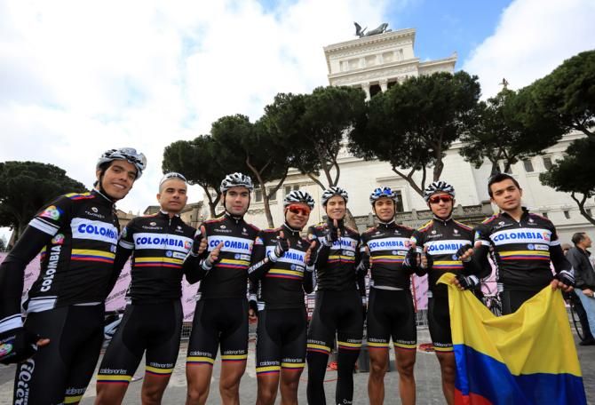 The Colombia team at the start of Roma Maxima