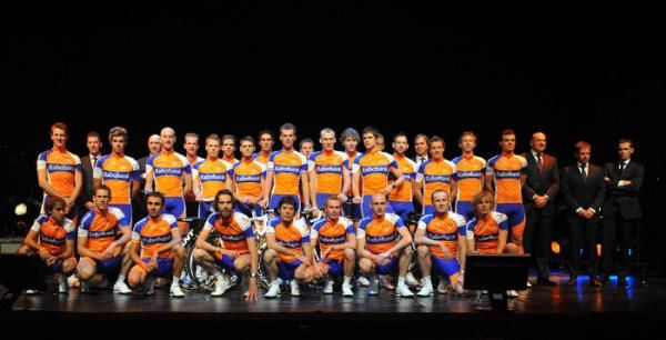 The riders show off the new look jersey