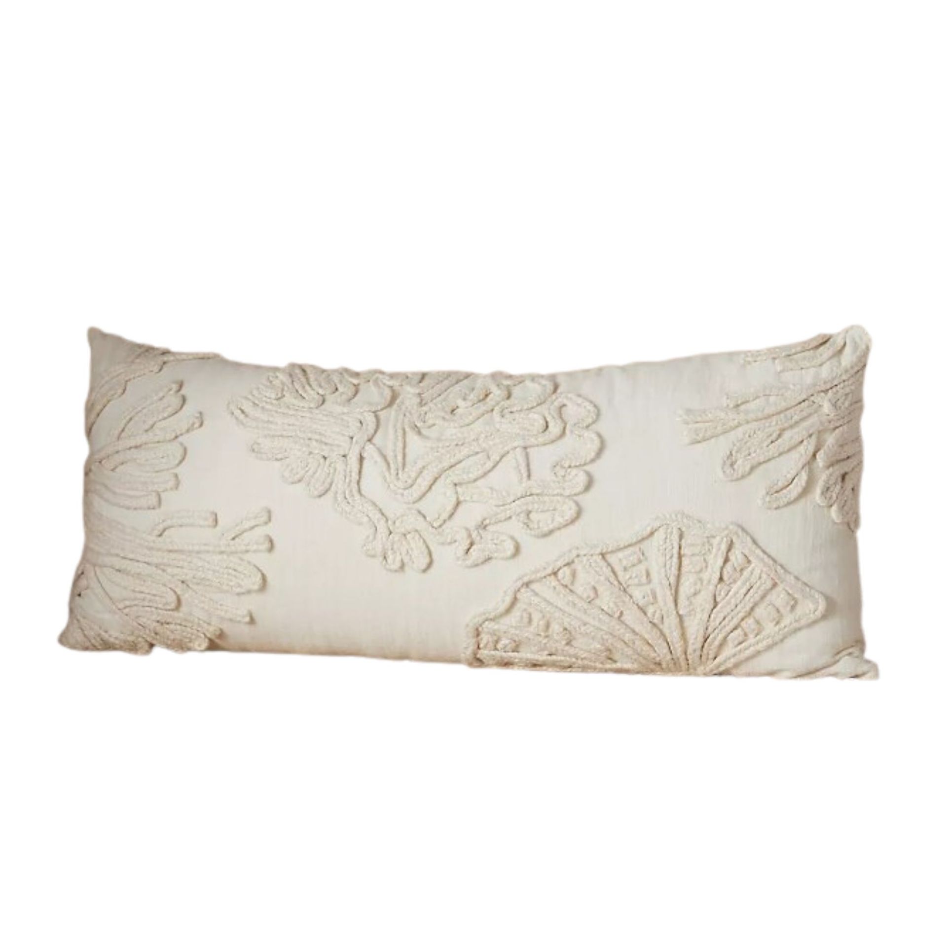 Sarung bantal putih dengan pola bordiran bunga