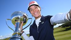 Celine Boutier with the 2023 Women's Scottish Open trophy