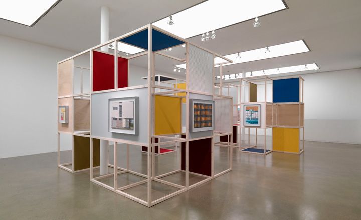 Lucy Williams&#039; works are displayed on a striking modular structure inspired by architects and designers such as Walter Gropius, Marcel Breuer and Manfred Lehmbruck