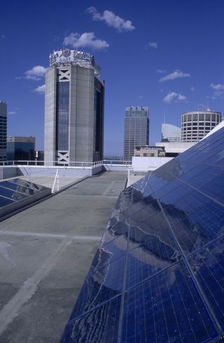 The Sustainable Energy Development Authority Office's in Sydney's business district has installed solar panels on their roof. Sydney, Australia September 2003.