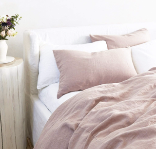 pink linen bedding set