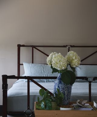 Bedroom painted in Jitney by Farrow & Ball