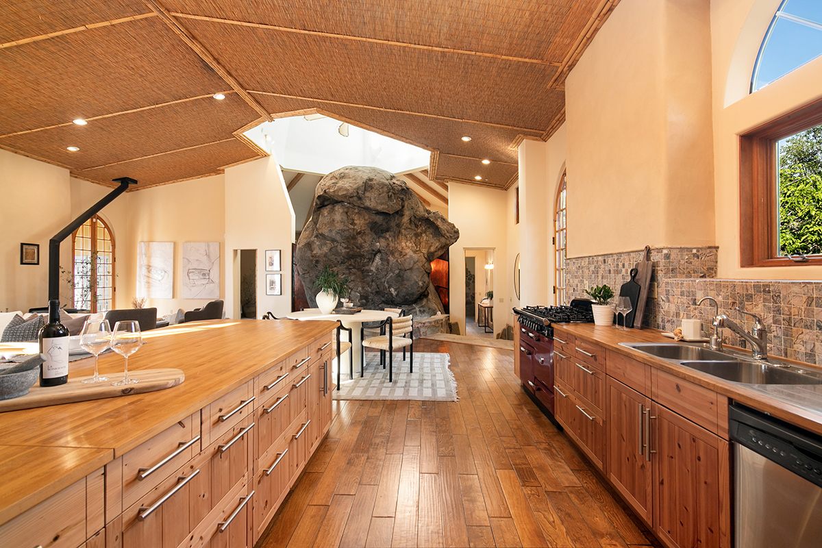 Kitchen with boulder inside