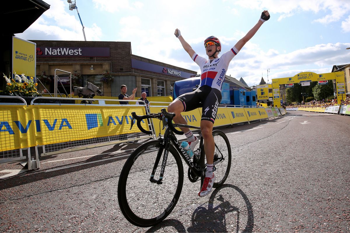 Petr Vakoc (Etixx-Quick Step) celebrates stage 2 victory