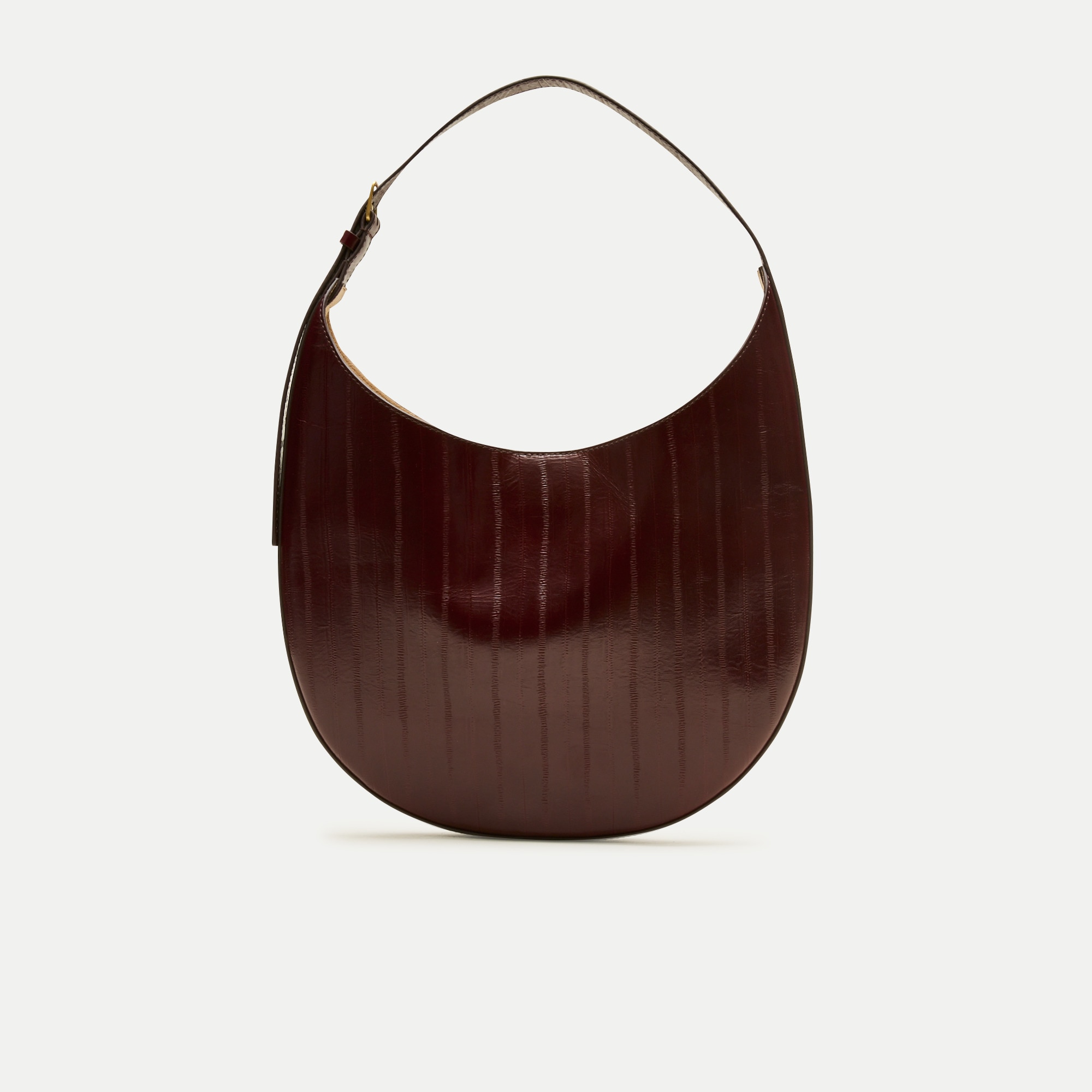 Round Shoulder Bag in Eel-Embossed Leather