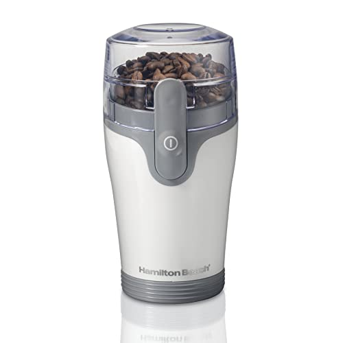 Hamilton Beach Fresh Grind Electric Coffee Grinder for Beans, Spices and More, Stainless Steel Blades, Removable Chamber, Makes Up to 12 Cups, White