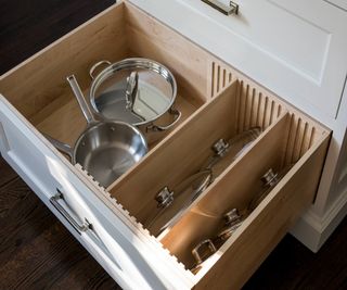 A kitchen drawer with dividers