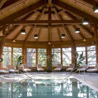 Swimming pool, Building, Resort, Leisure, Beam, Ceiling, Room, Architecture, Interior design, Pavilion,