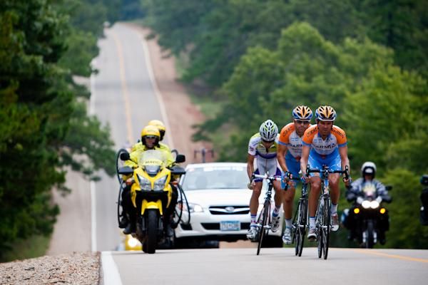 Michael Friedman and William Frischkorn (Garmin-Slipstream) and Matthew Wilson (Team Type 1) spent most of the day off the front.