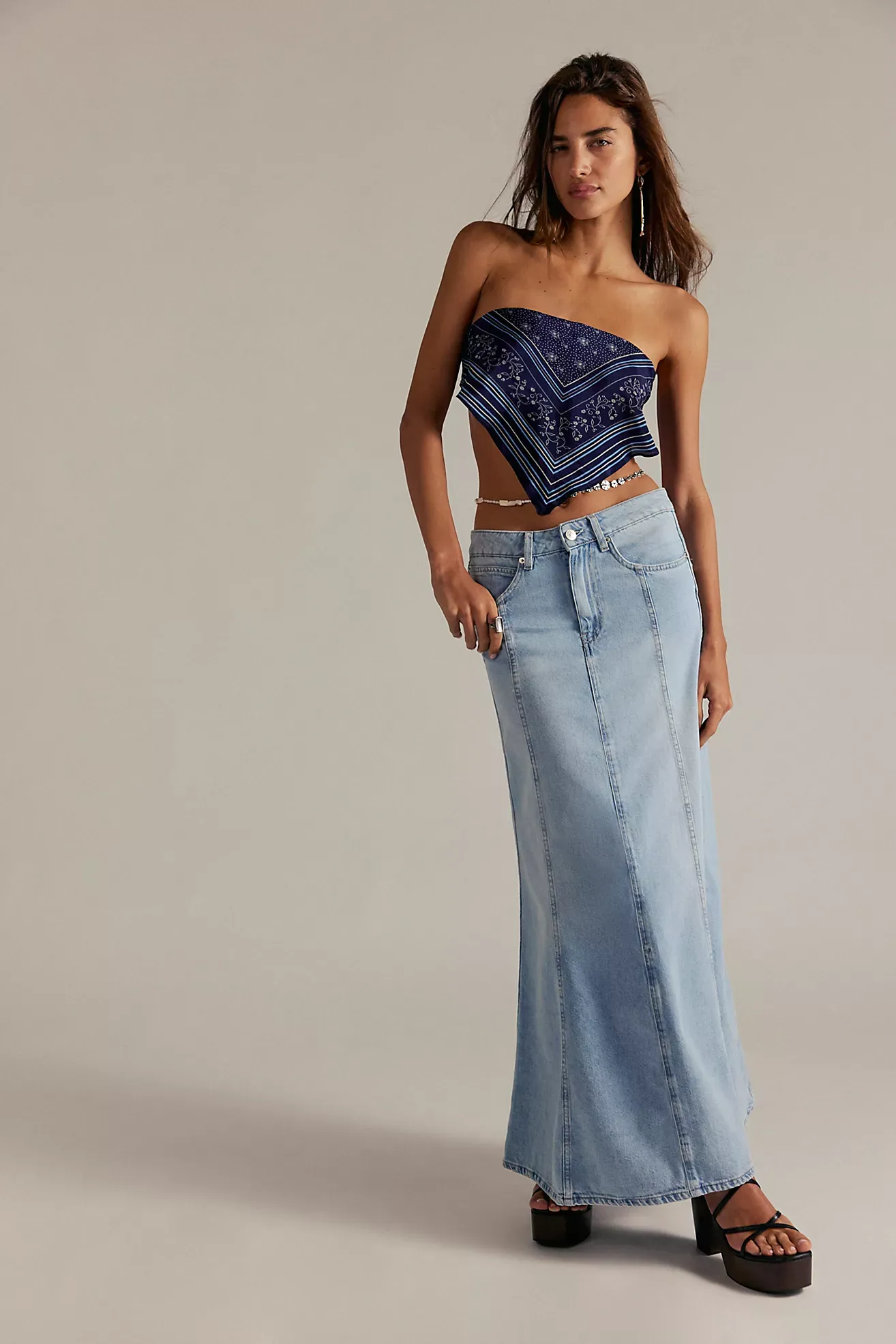 We the Free Off-Duty Denim Maxi Skirt
