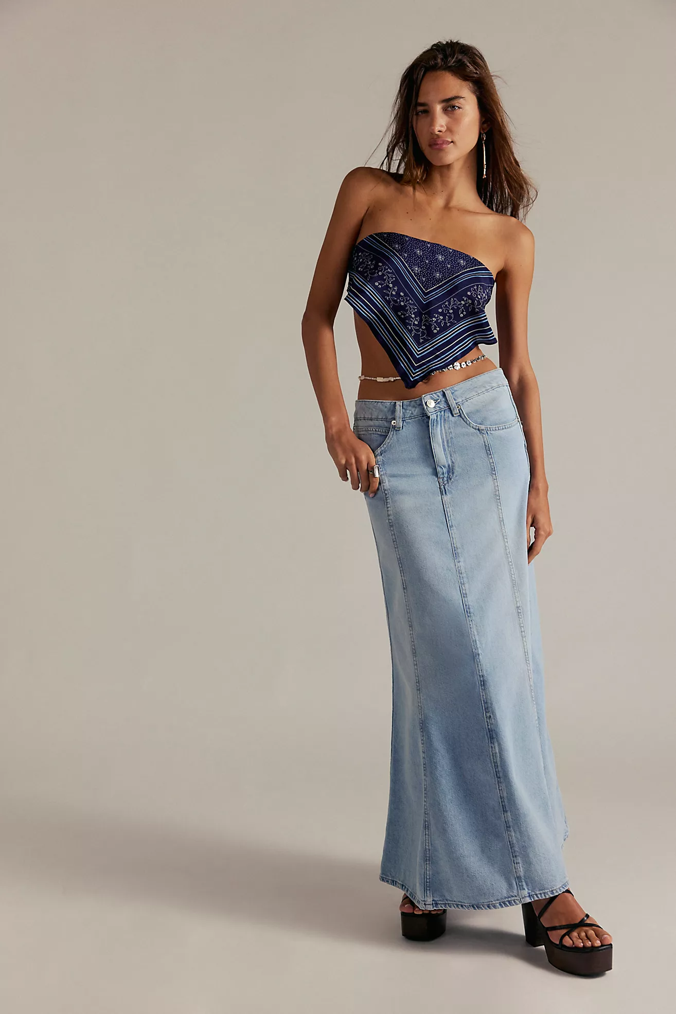 We the Free Off-Duty Denim Maxi Skirt