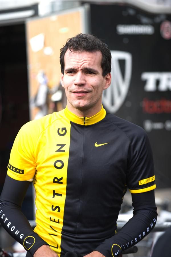 Gert Steegmans headed out in a Livestrong kit.