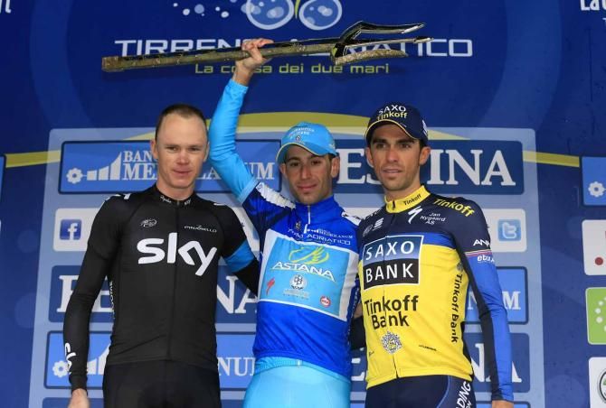 Vincenzo Nibali (Astana) won Tirreno-Adriatico ahead of Chris Froome (Sky) and Alberto Contador (Saxo-Tinkoff).