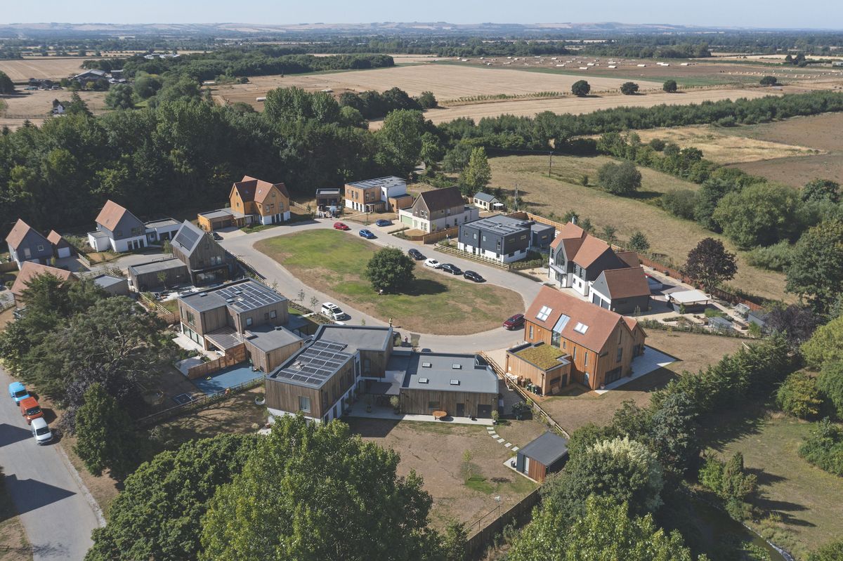 aerial shot of custom build site