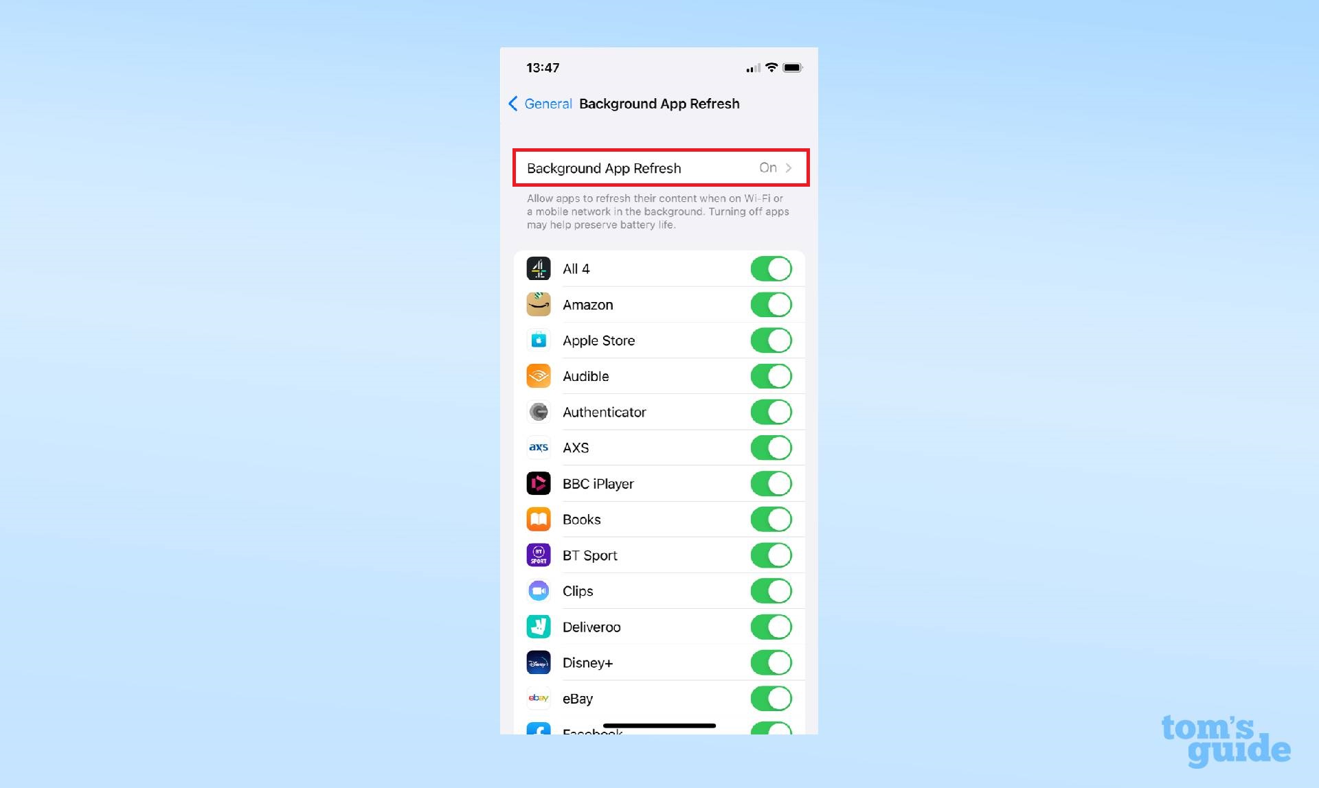 How to turn off background app refresh on iPhone -