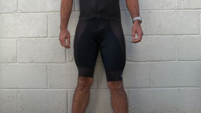 Image shows a rider wearing the Le Col Pro Indoor Training Shorts