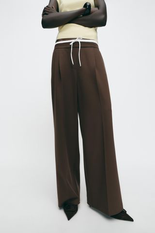 Wide-Leg Trousers With Double Waistband