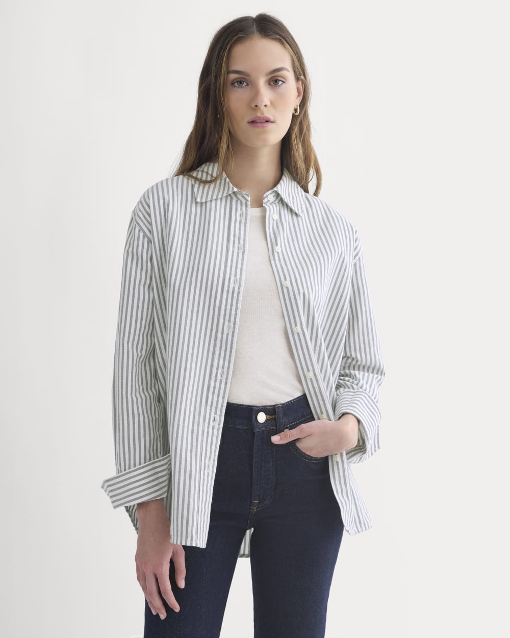 Everyday Oxford Shirt | Bone/navy - Xxs