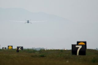 The RQ-4 Global Hawk approaches Misawa Air Base